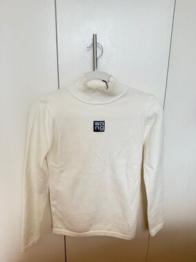 Alexander Wang Cream Ribbed Turtleneck Sweater
